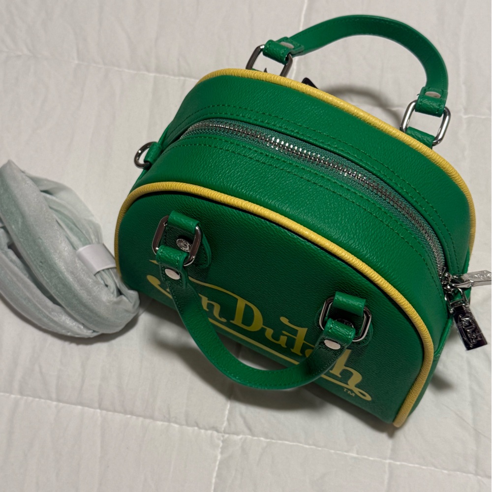 Von Dutch Green Yellow two tone bowling bag - Picture 3 of 3